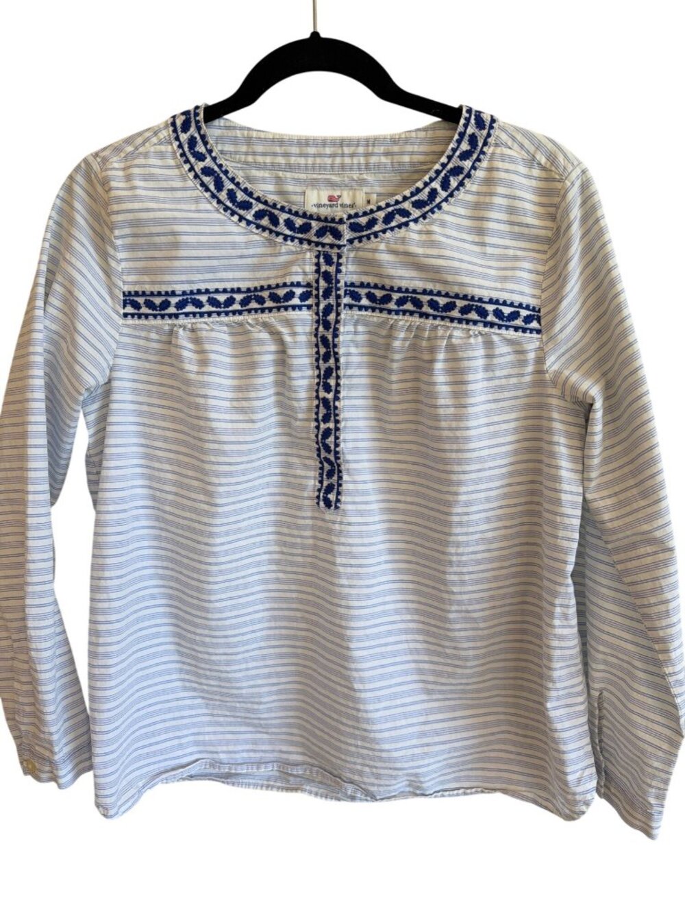 Vineyard Vines resort stripe embroidered top blue Medium Cotton - Picture 9 of 10